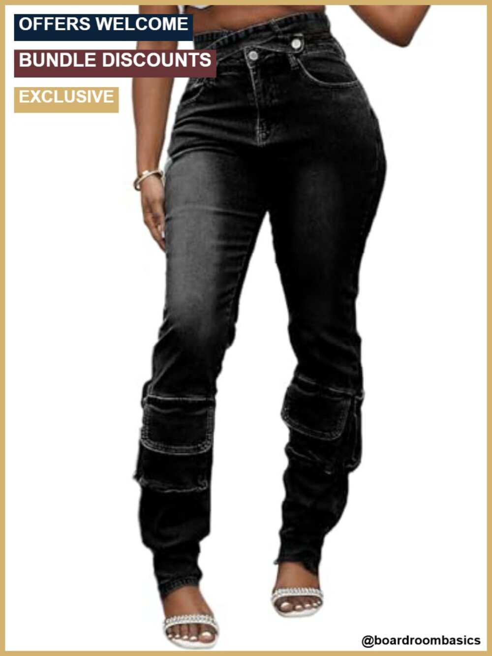 High Waisted Cargo Jeans Women Stretchy Straight Leg Y2K Sexy Denim Pants